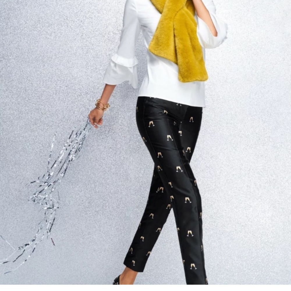 Talbots Champagne Toast Jacquard Ankle Dress Pant. Size 4P
